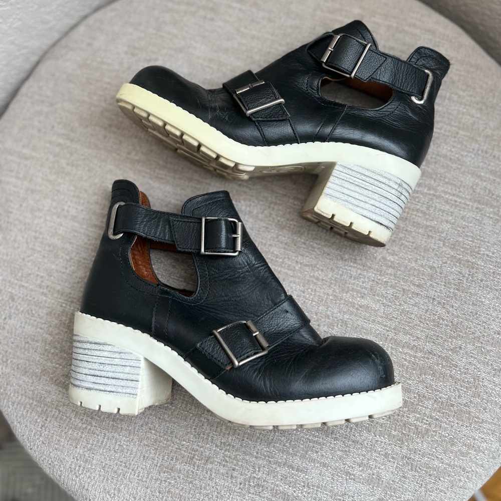 - Sixty Seven Anthropologie 67 TYLER floated buckle leather ankle boots Bl…